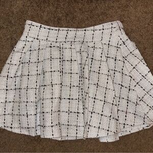 SHEIN White and Black Mini Skater Skirt
